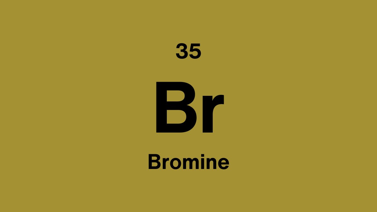 Bromine element symbol Br, atomic number 35, on an olive gold periodic table tile
