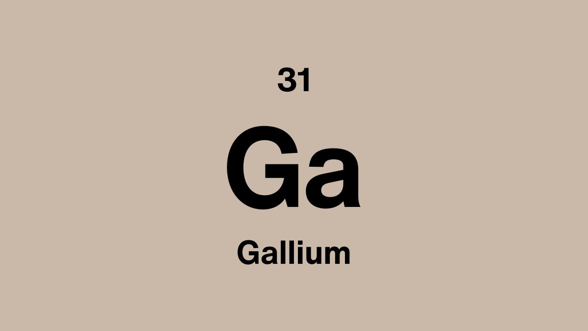 Gallium element symbol Ga, atomic number 31, on a sand periodic table tile