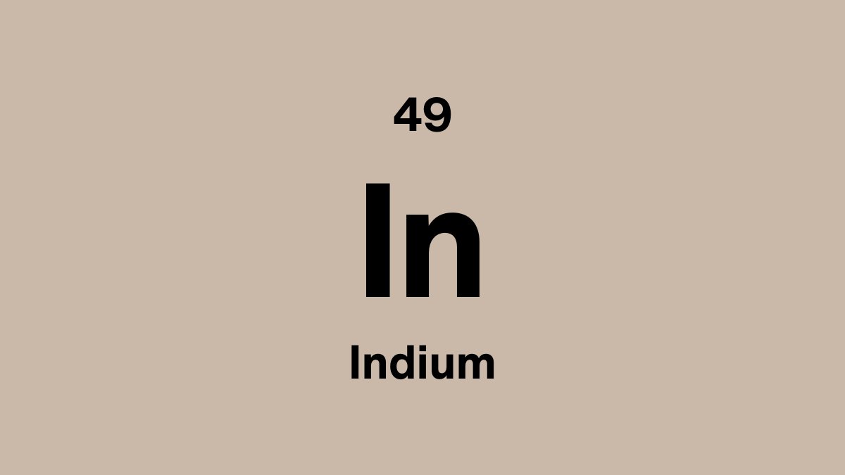 Indium element symbol In, atomic number 49, on a sand periodic table tile