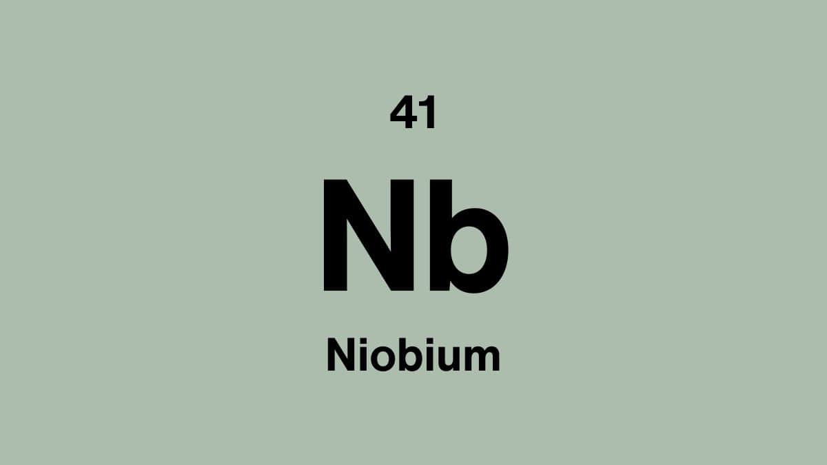 Niobium element symbol Nb, atomic number 41, on a sage green periodic table tile