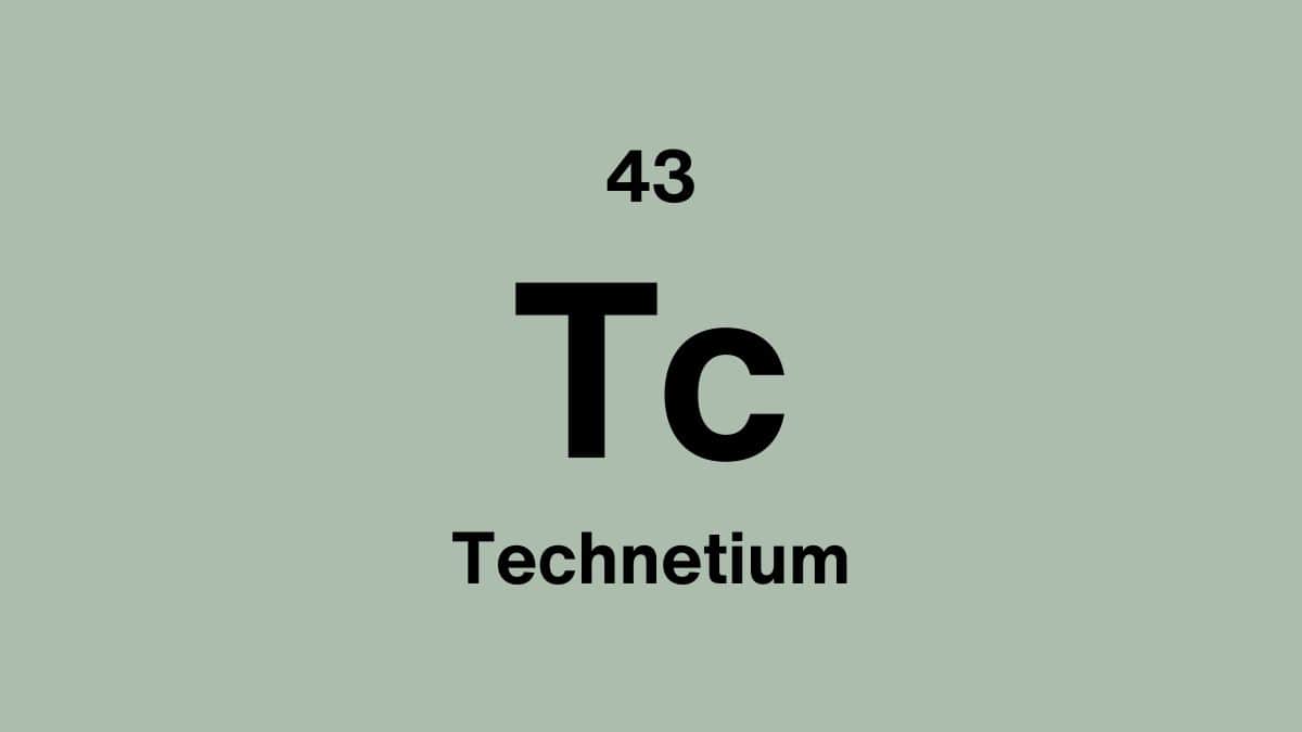 Technetium element symbol Tc, atomic number 43, on a sage green periodic table tile